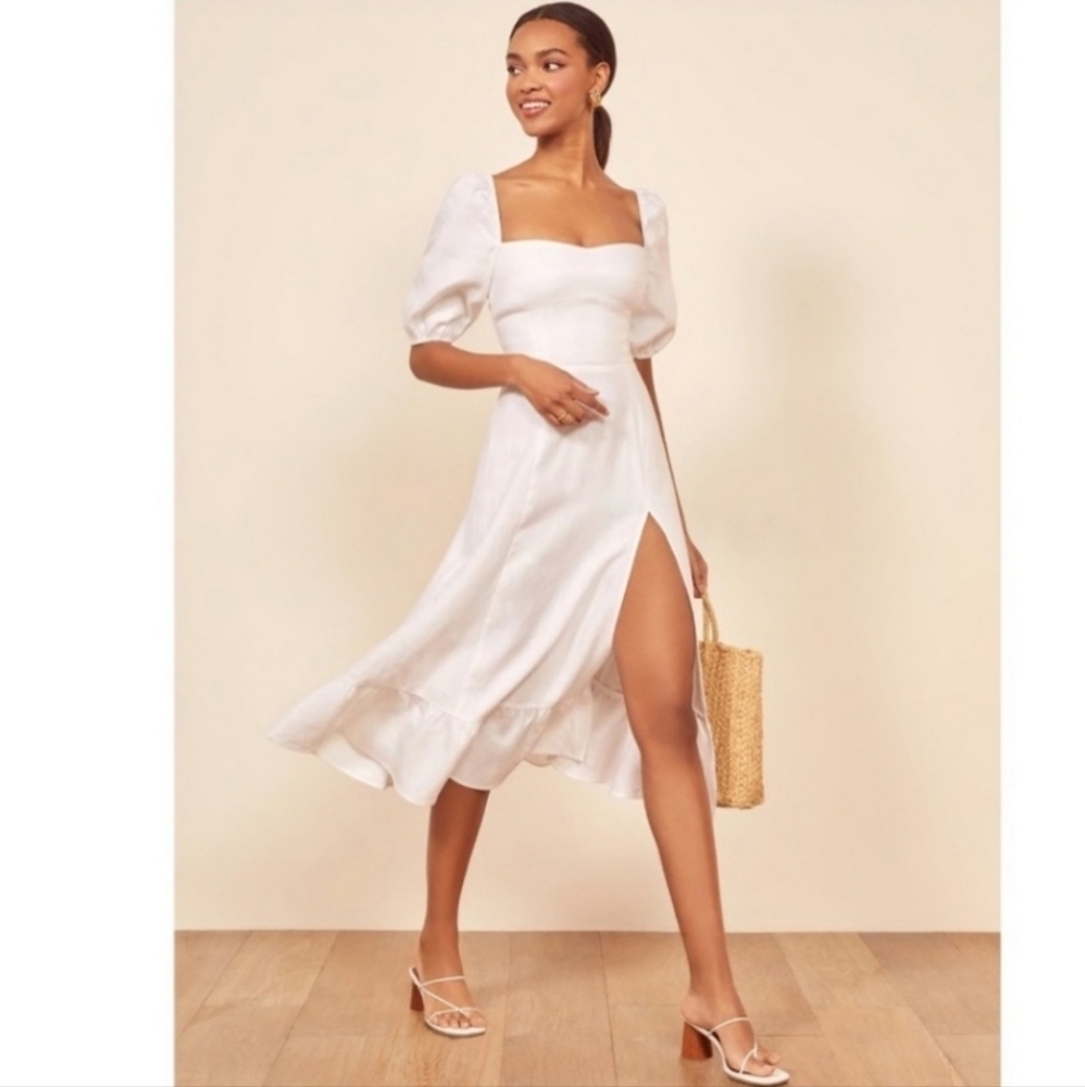 Reformation Belgium White Midi Dress